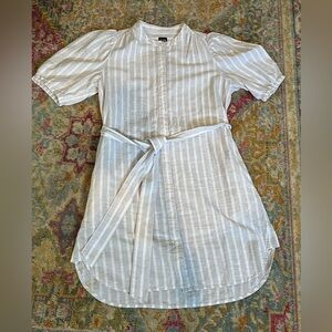 GAP Gray and White Striped Shirtdress